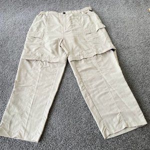Reel Legends Mens Convertible Pants 2XL Fishing Hiking Camping Shorts Beige Tan